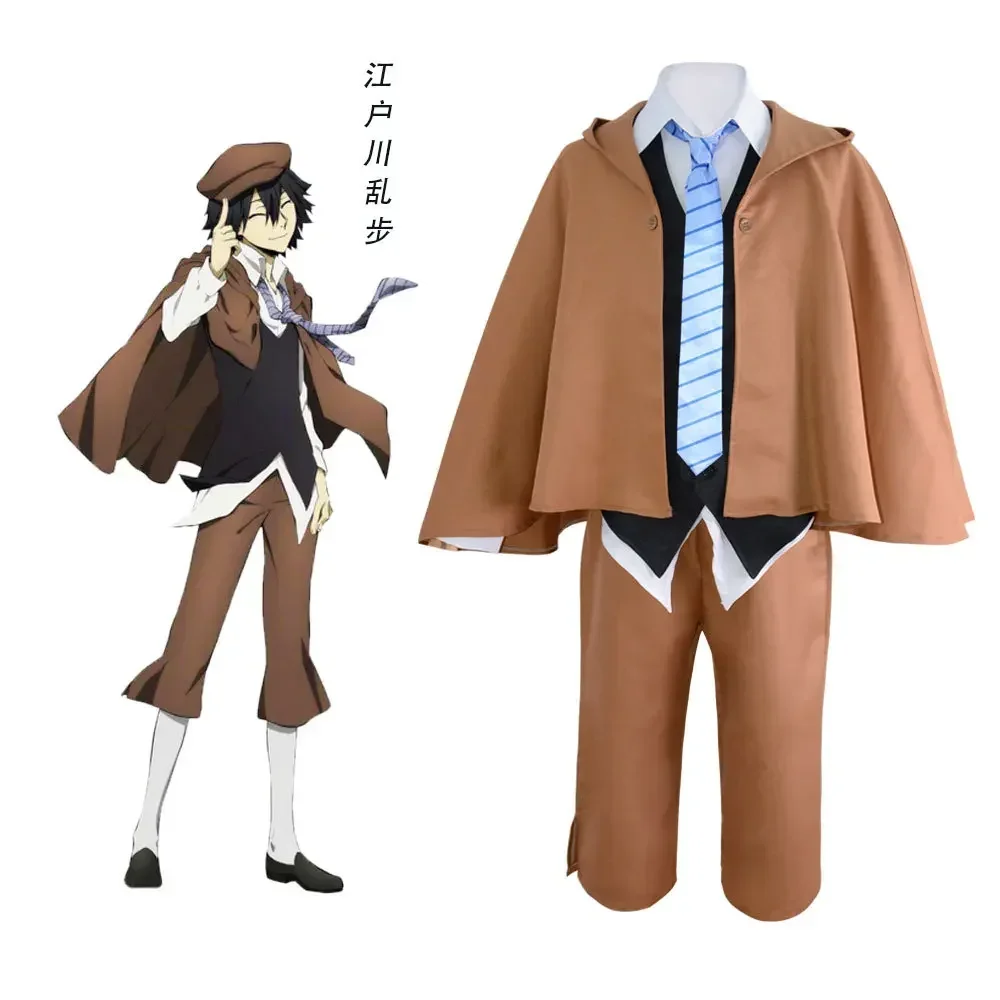 Anime Uomo Vestito Costume Cosplay Abbigliamento unisex Osamu Dazai Vestito Uniforme Cappotto Giubbotti Pantaloni Gilet Set con Parrucca Abiti