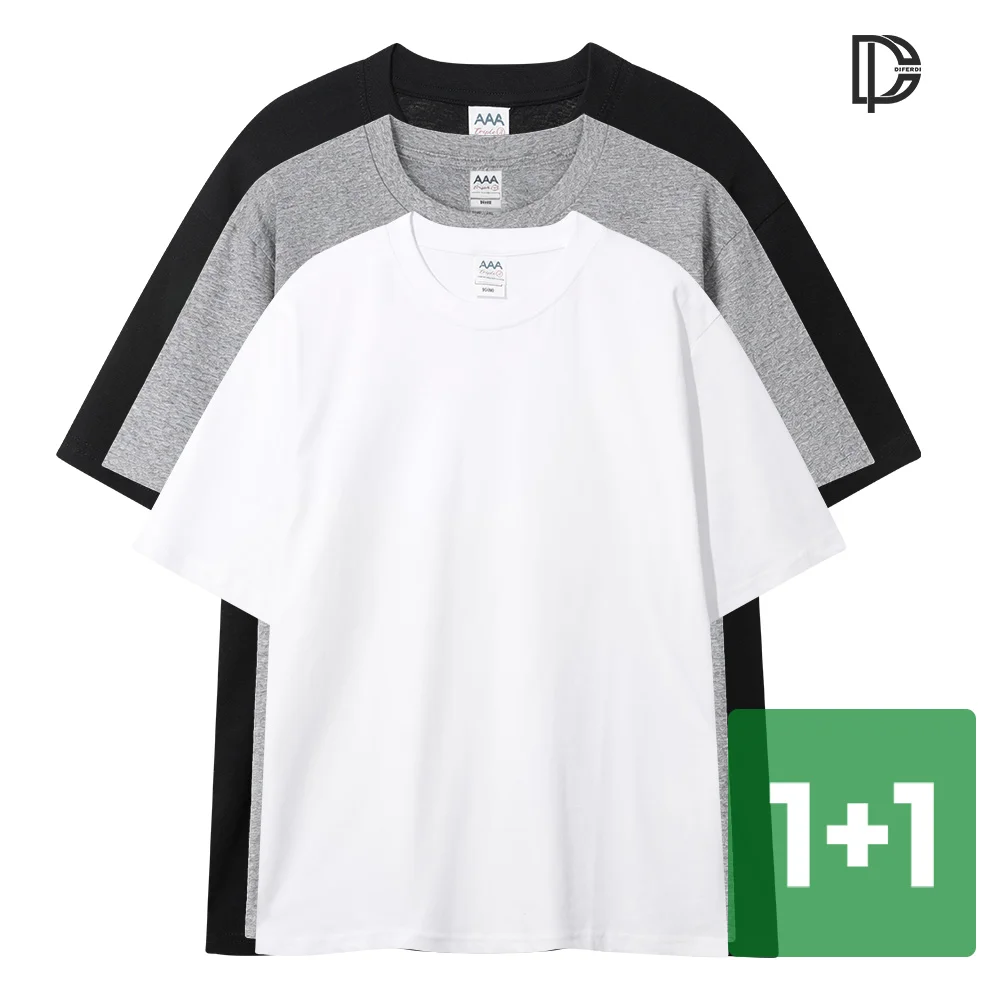 [1+1 Diffrdi] Camiseta Unisex de Manga Corta Redonda de Algodón 30S