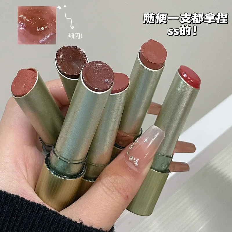 ลิปสติก 6 สี ลิปสติกสีน้ำตาลแดง กันน้ำ มอยซ์เจอร์ไรเซอร์ ลิปกลอส แต่งหน้าติดทนนานตามธรรมชาติ ผิวกระจ่างใส สีนู้ด