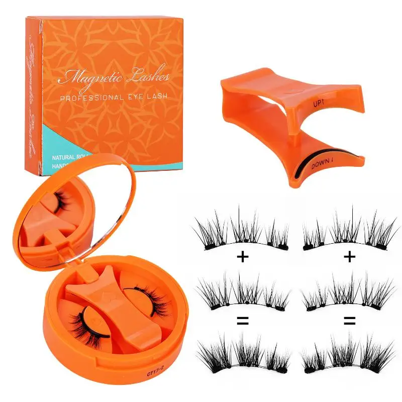 Juego de pestañas magnéticas 3D naturales, reutilizables, sin pegamento, aplicación rápida con caja de almacenamiento para maquillaje diurno