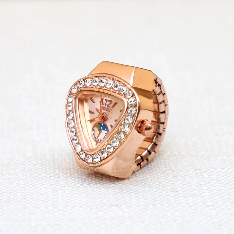 Mini-Ringe, Uhr, Edelstahlarmband, Legierungsgehäuse, für Männer, Frauen, Studenten, personalisierter Mode-Ring-Schmuck – Detail 1