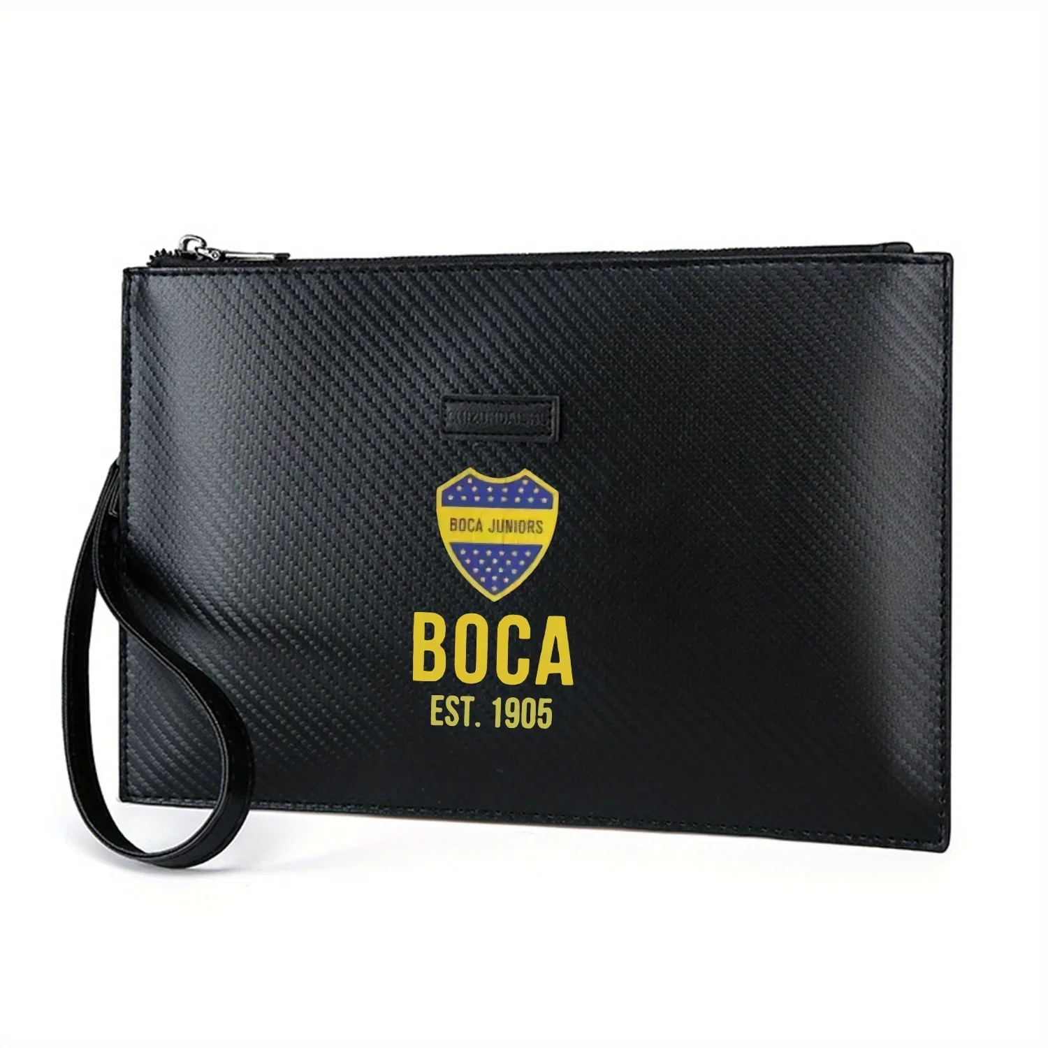 

Тексту логотипа щита Boca Juniors Established год Элегантная мужская сумка из искусственной кожи с принтом Модная и практичная для повседневной носки