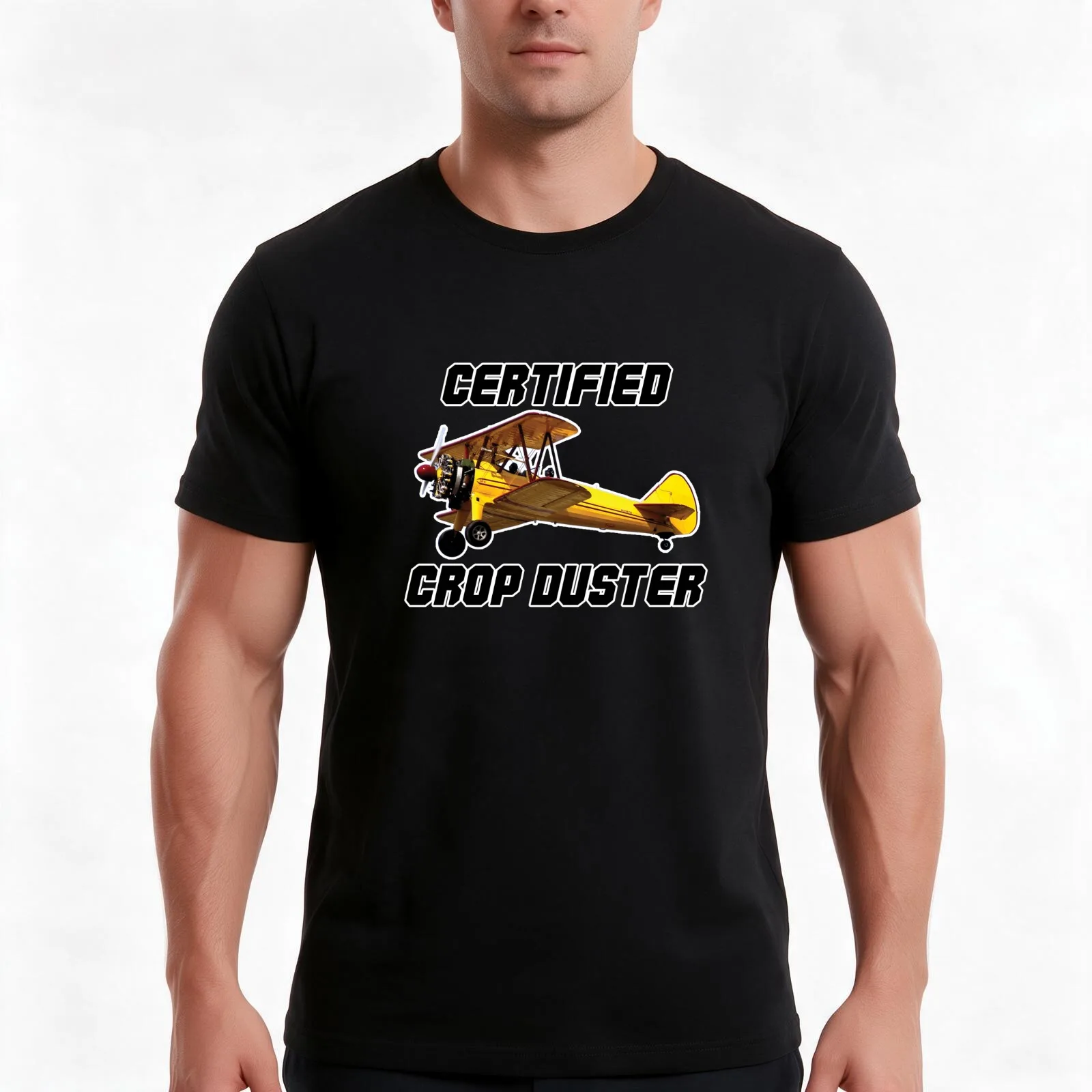Certified Crop Duster T-Shirt, Summer Casual Cotton Tee, Oversized Streetwear Tops, Vintage Graphic Print, Unisex Men Women