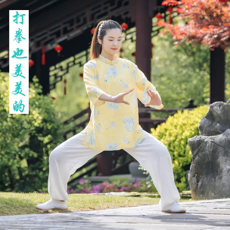 Martial Arts Tai Ji Suit Women's High-End Improved Cotton and Linen Exercise Clothing Summer 2026 New Casual Ramie