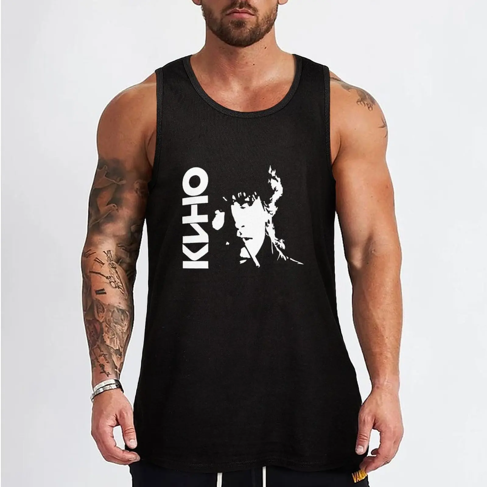 Kino Russian Band member somking Tank Top man sexy?costume vest for men