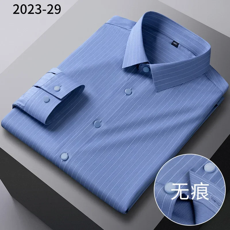 New bamboo fiber long-sleeved shirt, linen cotton light color, casual and versatile seamless pressure-sensitive shirt for men