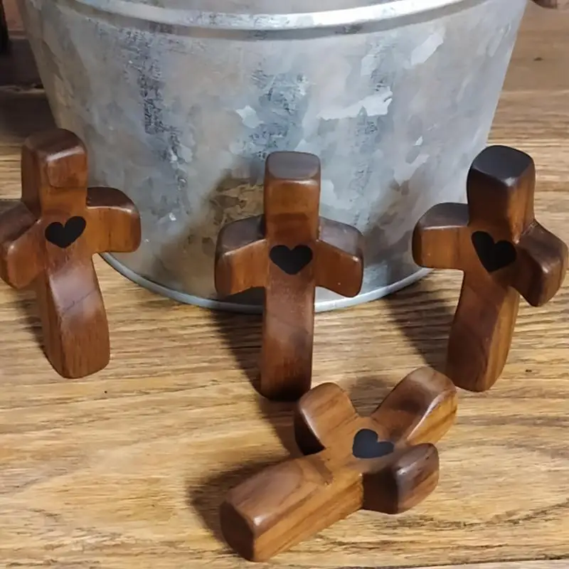 Mini Olive Wood Pocket Cross Mini Pocket Stress Relief Spiritual Companion Cross My Heart Encouragement Gift Wooden Cross Across