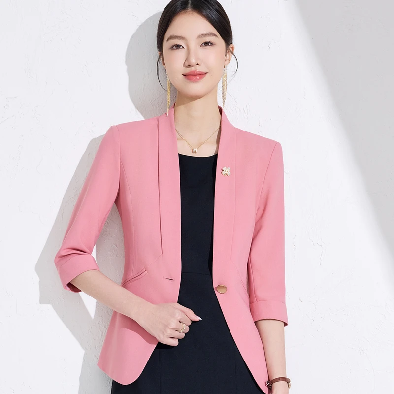 NAVIU printemps été 2025 coupe ajustée Blazer formel demi manches simple bouton bureau travail manteau pour dames mode tempérament veste