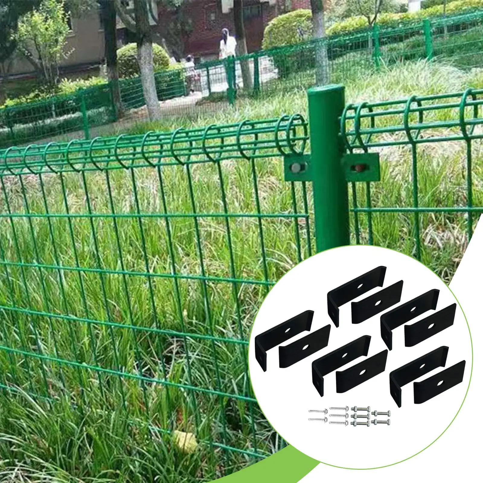 

5 Set Fence Grid Clips, Railing Connector Fixing Screws Easy to Install Wire Mesh Fasteners for Garden Grid Mats Fencing Patio