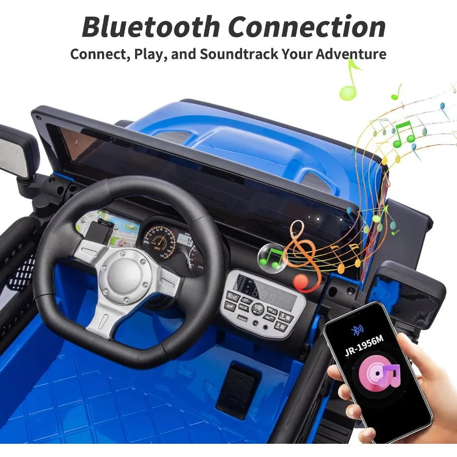 12V 電動乗用車トラック、幼児向けリモコン付き乗用玩具 - ブルー