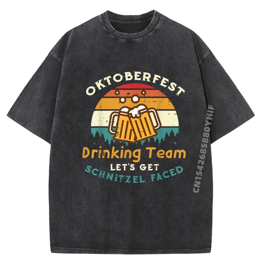 

Oktoberfest Team Lets Get Schnitzel Faced German Men Women Men Graphic Tees SOFT Washed Tshirt Mens Clothes