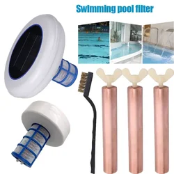Solar Pool-Ionizer Copper Silver Ion Swimming Pool Purifier/filter Kills-Algae Pool Ionizer for Outdoor Replacement Copper Anode
