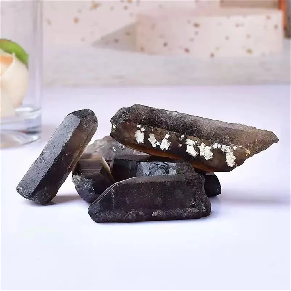 

Natural Smoky Quartz Crystal Lemurian Stone Energy Healing Reiki Specimen Mineral Irregular Home Decoration Stone