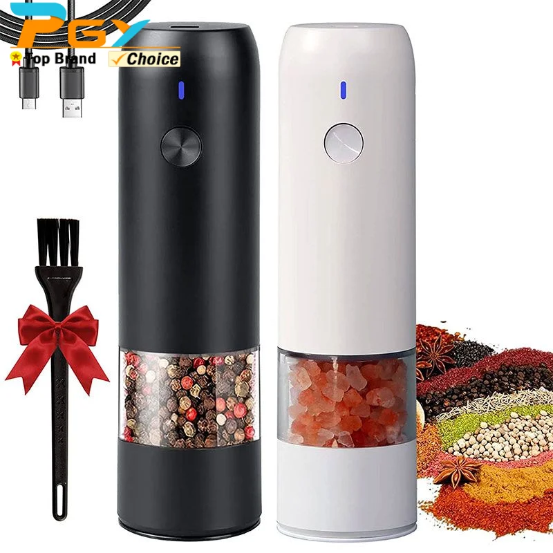 

Rechargeable Electric Pepper and Salt Grinder Automatic Pepper and Salt Mill Grinder One Hand Operation Pepper Salt Grinder