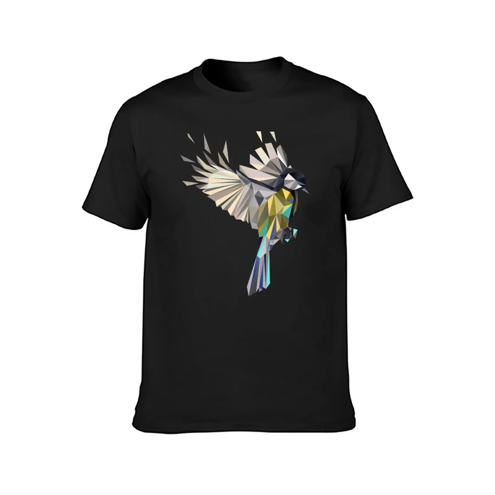 Flying Songbird Cyanistes Caeruleus / Bluetit Bird - white T-Shirt blacks animal prinfor boys customizeds mens clothes