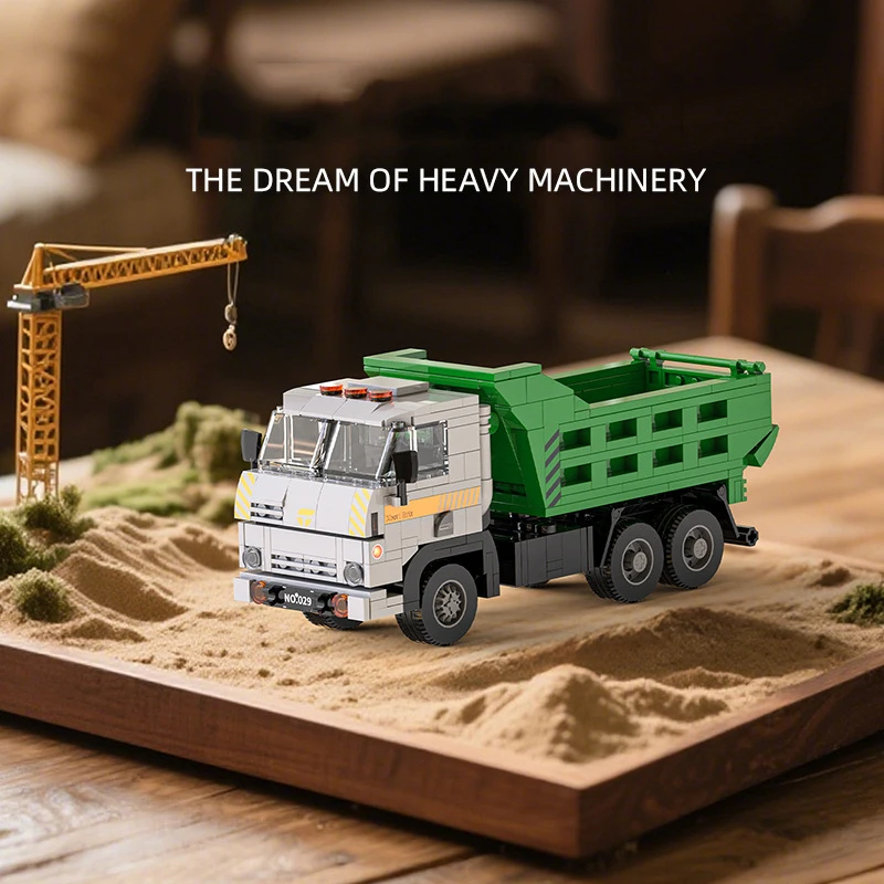 Kecepatan Mobil Klasik Retro Tugas Berat Dump Truck Model Blok Bangunan Kota Konstruksi Bata Kendaraan Transportasi Mainan