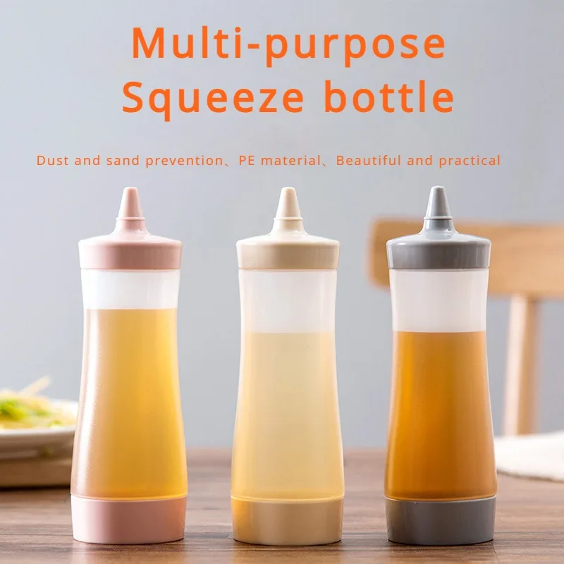 1PC Squeeze Sauce Bottle Large Diameter 350ml Sauce Bottle Plastic Salad Sauce Squeeze Bottle for Household Kitchen Gadgets