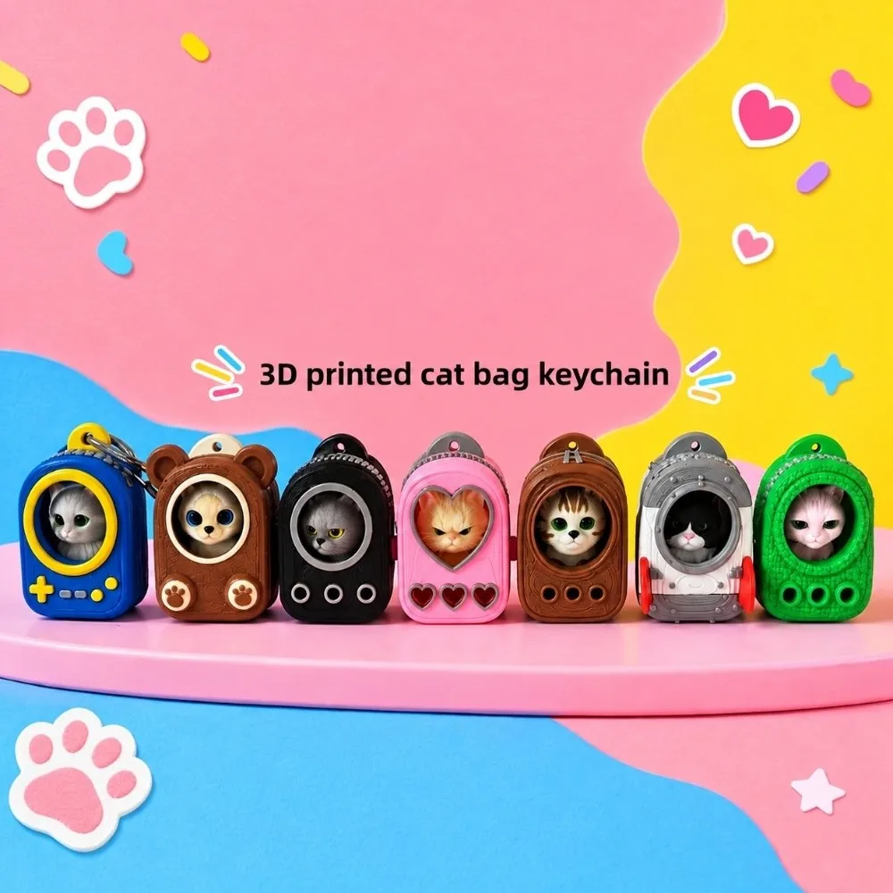 PLA 3D Printed Keychain Lightweight Build Vibrant Shades Mini Backpack Pendant Rigid Shell Vivid Trendy Bag Charm Bag Hanging