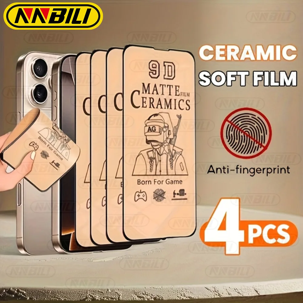 

Матовые керамические пленки NNBILI (4 шт.) для iPhone 17, 16, 15, 14, 13, 12, 11 Pro Max, 17e, 16e Plus, устойчивые к отпечаткам пальцев, не из стекла