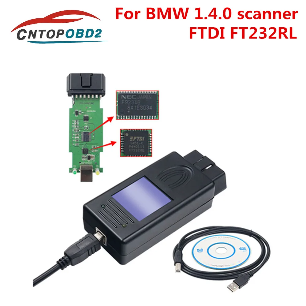 Latest For BMW Scanner 1.4.0 OBD2 Code Reader Unlock Version with FTDI Full Chips Auto Diagnostic Interface For BMW 1.4