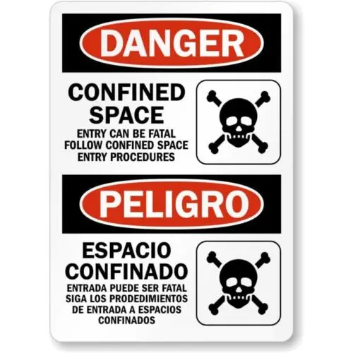 Bilingual Confined Space Danger Aluminum Weatherproof  Sign-Aluminum