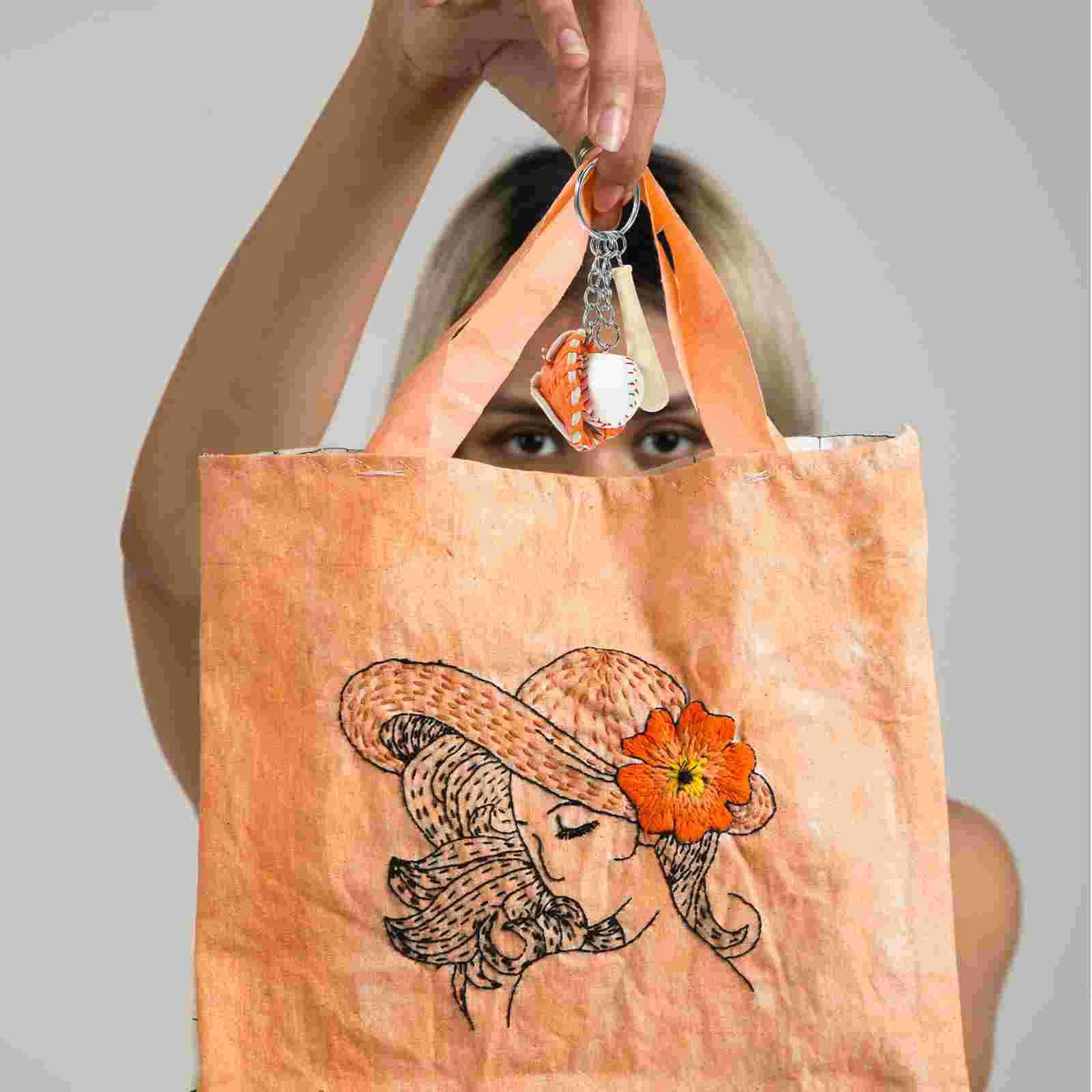 6pcs Delicate Keychains Exquisite Baseball Keychains Decorative Softball Keychains backpack keychain key chains women