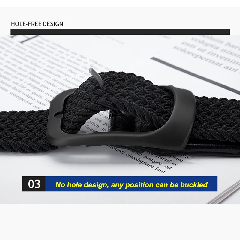 Fashionable Elastic Belt，Woven Elastic Waistband for Men And Women, Nylon pin-buckle belt Waistband of jeans