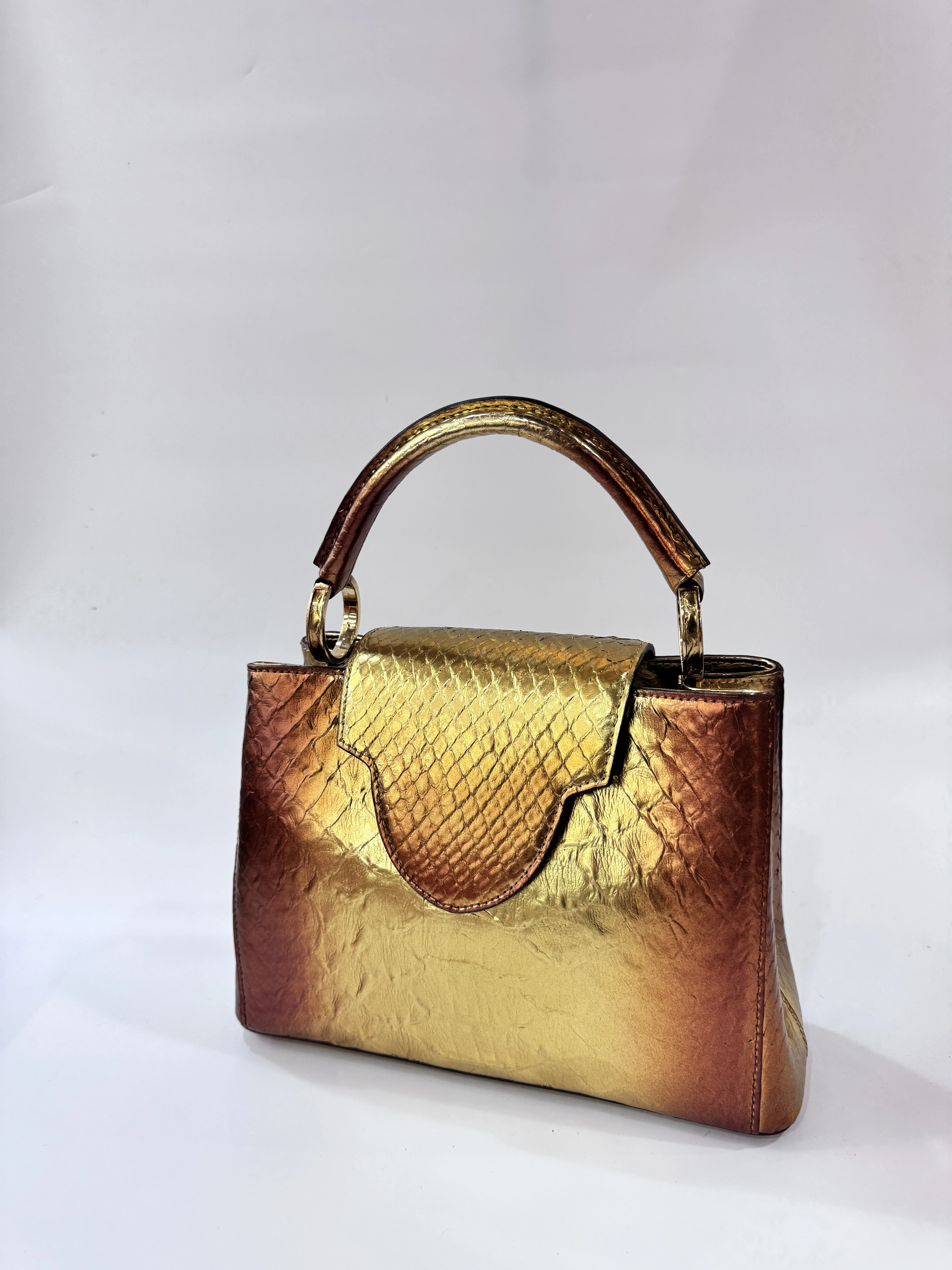 2024NewStyleAutumnWinterNewDesignFashionWomen'sBagFemale'sBagGenuineSnakeskinLeatherHandholdCrossbodyBag