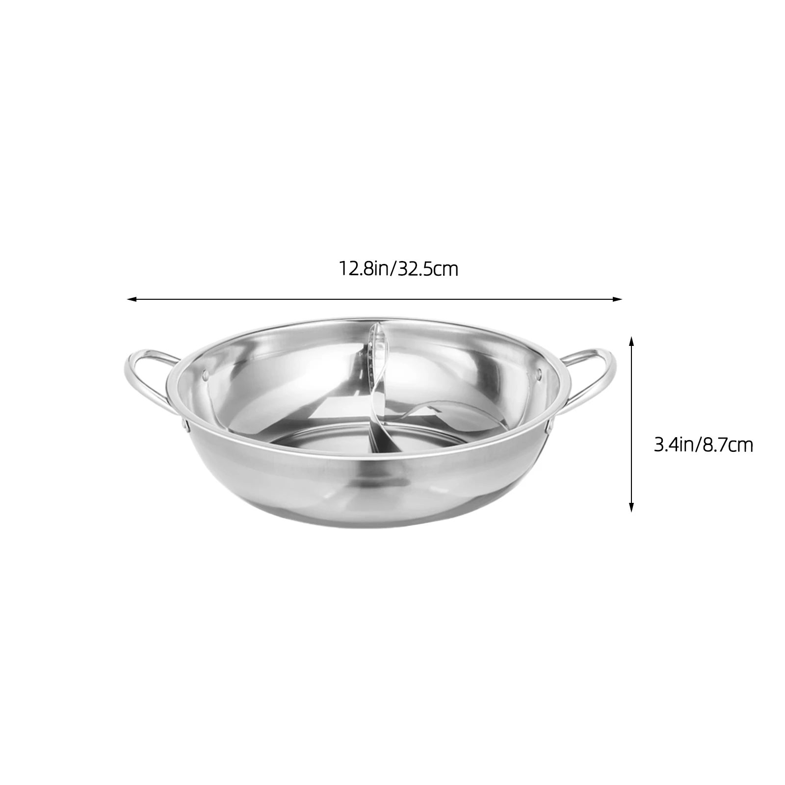 

Stainless Steel Yuanyang Hot Dual Section Cooking Pot Divided Pan For Gas Induction 34Cm Compact Space Saving Chinese Cookware