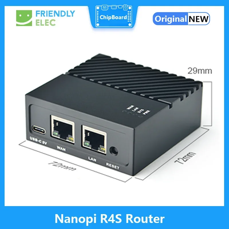 FriendlyElec Nanopi R4S Mini Portable Travel Router OpenWRT with Dual-Gbps Ethernet Ports 4GB LPDDR4 Based in RK3399 Soc for IOT