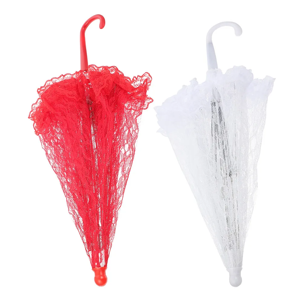 2Pcs Large Delicate Lace Umbrella Photography Prop for Wedding Bridal Photoshoot Vintage Tea Party Dance Performance Elegant view 4
