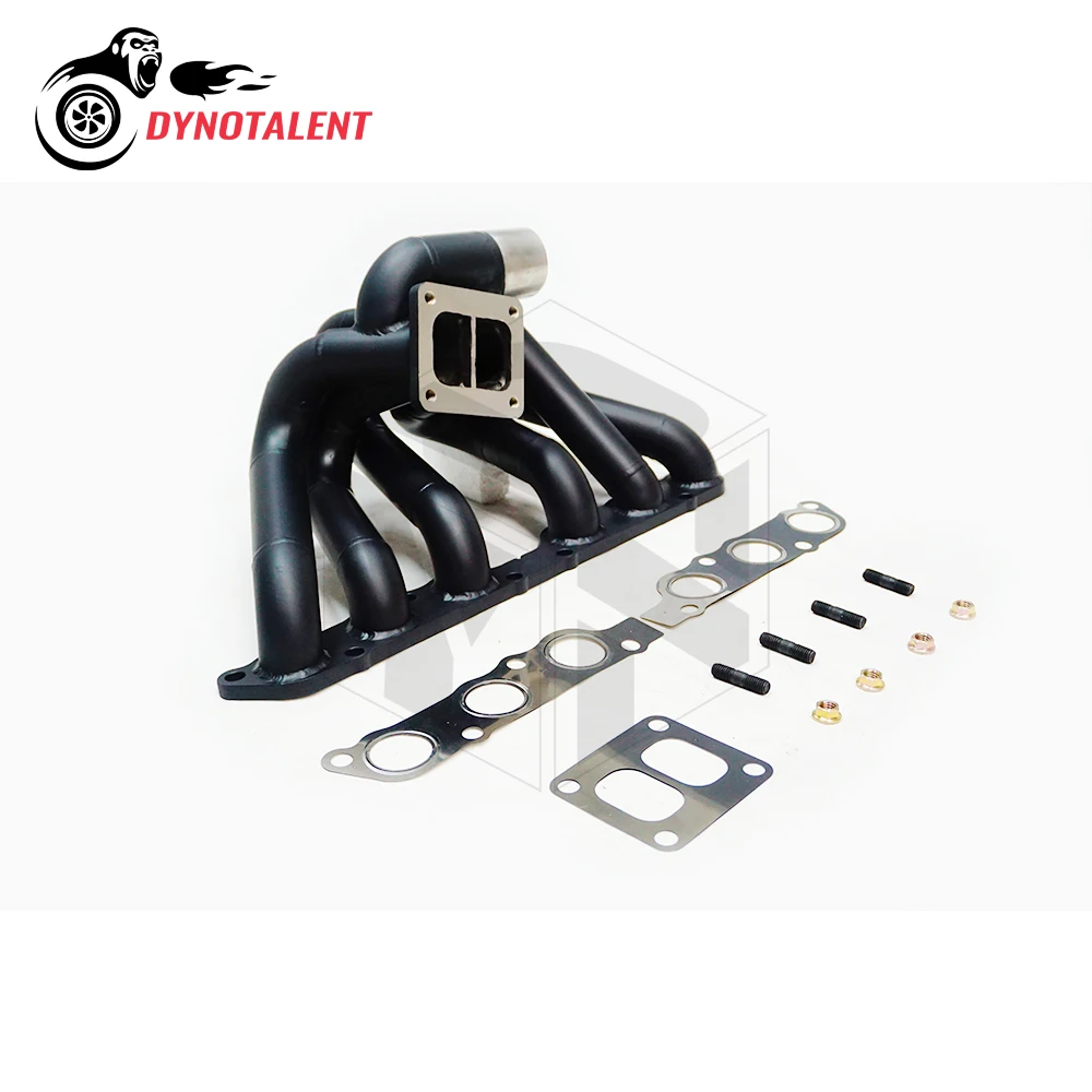 

DYN RACING BK Ceramic Coating SS304 3mm Steam Pipe T4 Twin Scroll Equal Length Turbo Header for Supra MK4 2JZGE 2JZ GE Manifold
