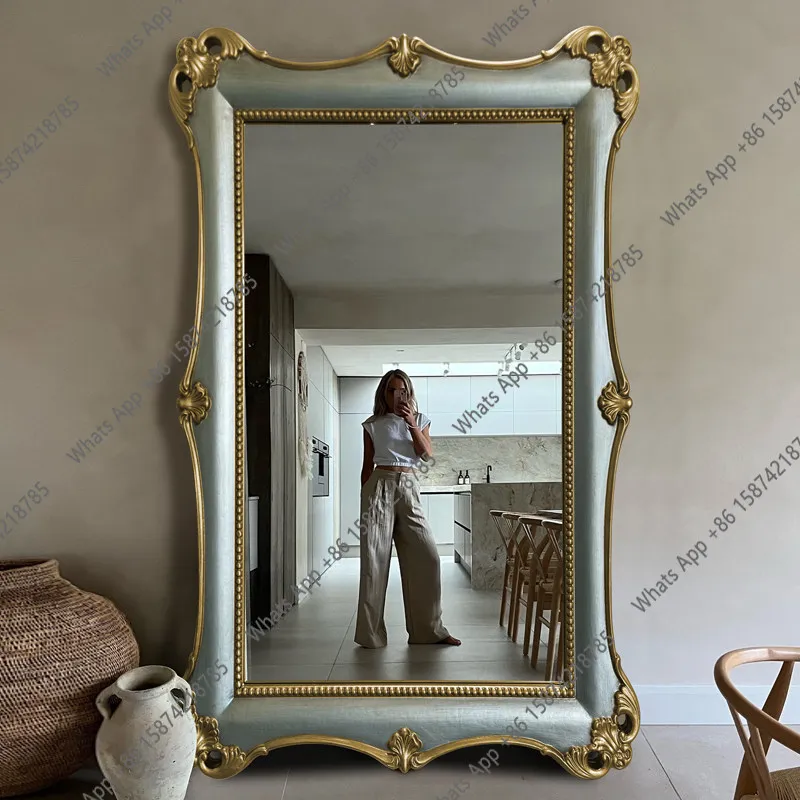 

American floor-to-ceiling mirror French retro full-body mirror household cloakroom fitting clothing store large mirror