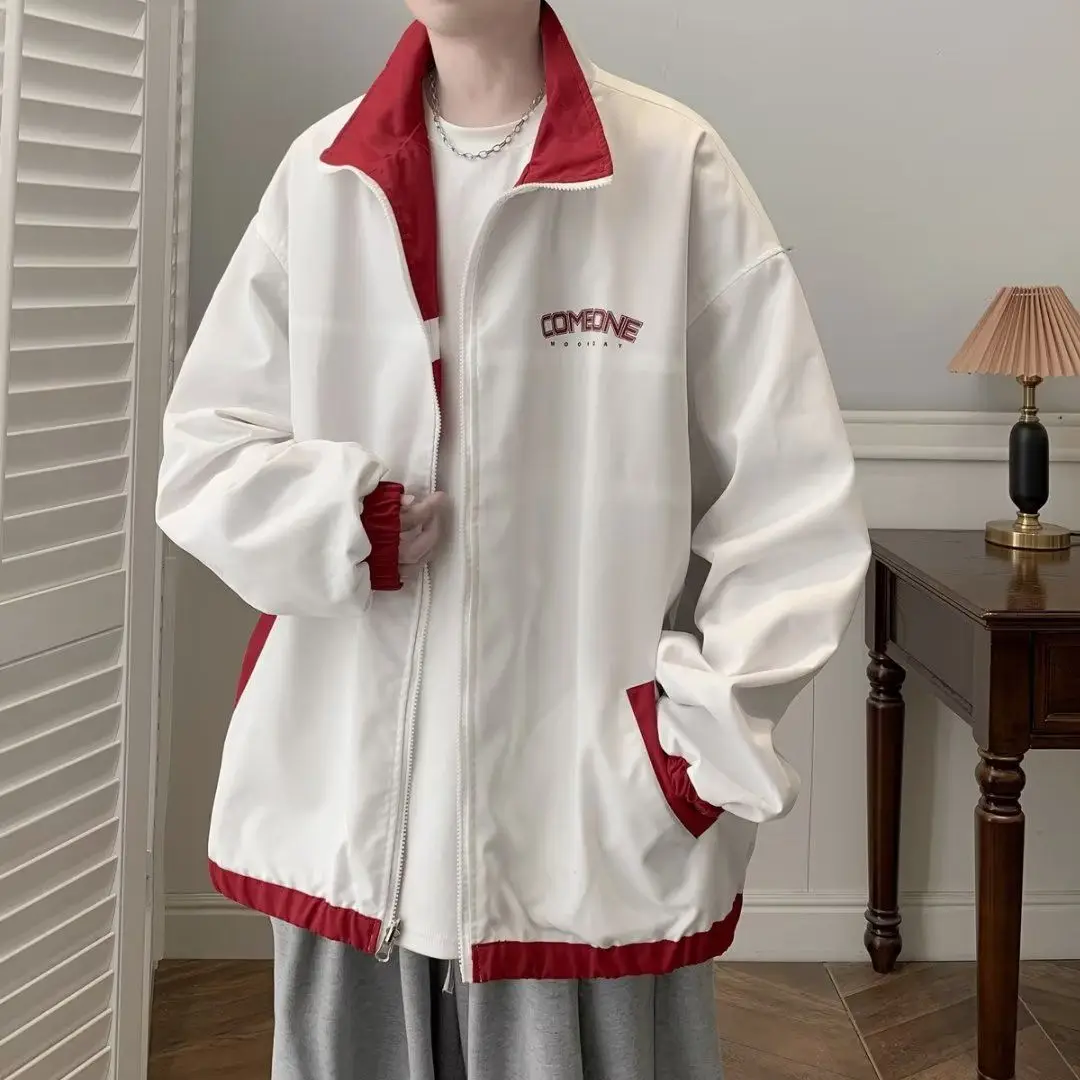 

Double-Sided Autumn Winter Jaet Men's Faion Hong Kong Sle Stand Fit Outerwear No Brand Polyester Youth Trend 2025