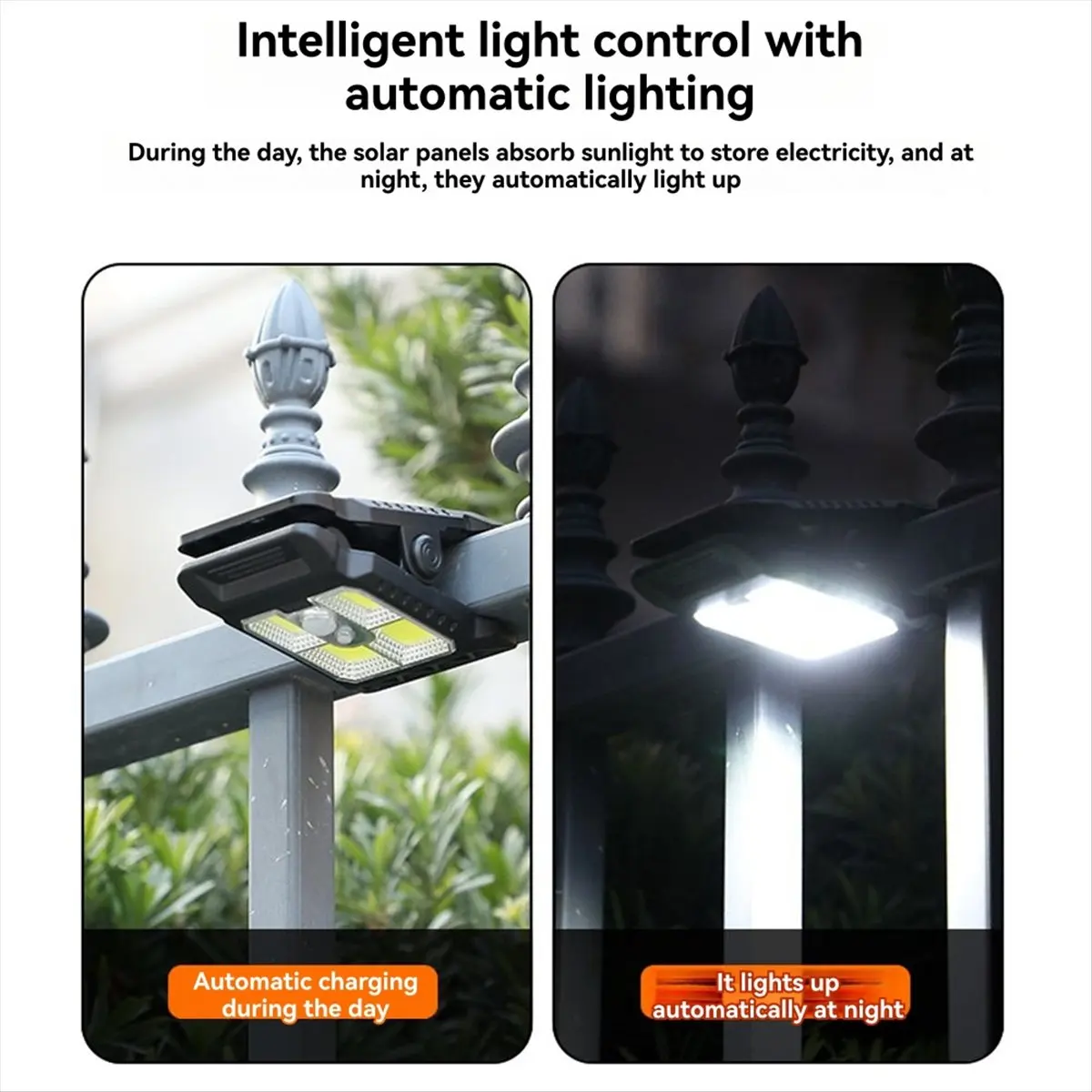 

【FITTING!】Outdoor Solar Lights Motion Sensor Security Lamp Clip-on for Fence Deck Wall Garage Patio COB Lamp