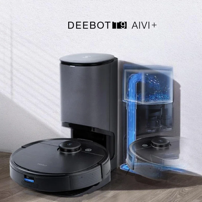 Original ECOVACS Deebot T9 AIVI with Auto-Empty Station Robot Vacuum Cleaner 3000Pa Suction Advanced TrueDetect 3D & TrueMapping