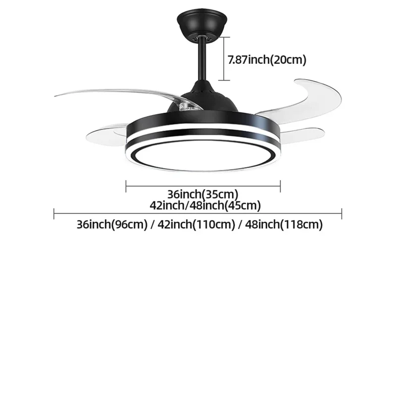 Household Modern LED Ceiling Fan Fans With Lights Remote Control Bedroom Decor Ventilator Lamp Air Invisible Blades Silent