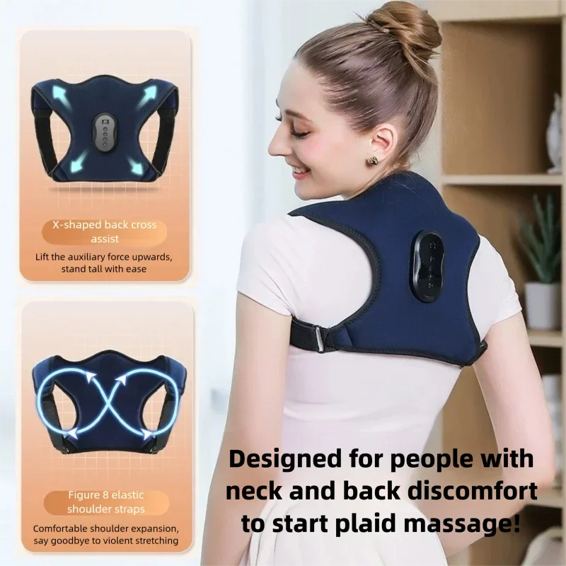 

Back Brace Posture Corrector with Heating & Vibration for Men and Women Shoulder Straightener Adjustable Full Back Support Gift