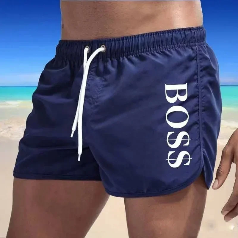 Maillots de bain doublés en maille pour hommes, shorts de plage d'été, shorts de planche pour hommes, maillots de bain pour hommes, vêtements de sport trempés, 2024