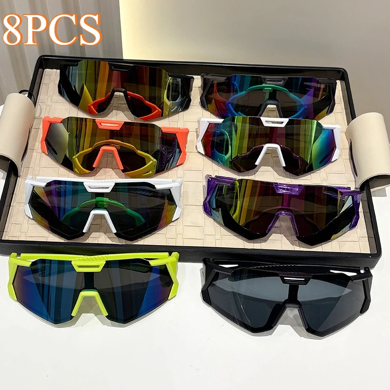 8pcs Sports Large Frame, Unisex Baseball Anti, Lightweight Large Frame Goggles, Summer essential, Personalized large frame cycling glasses, outdoor sports goggles for men and women, fashionable sunglasses