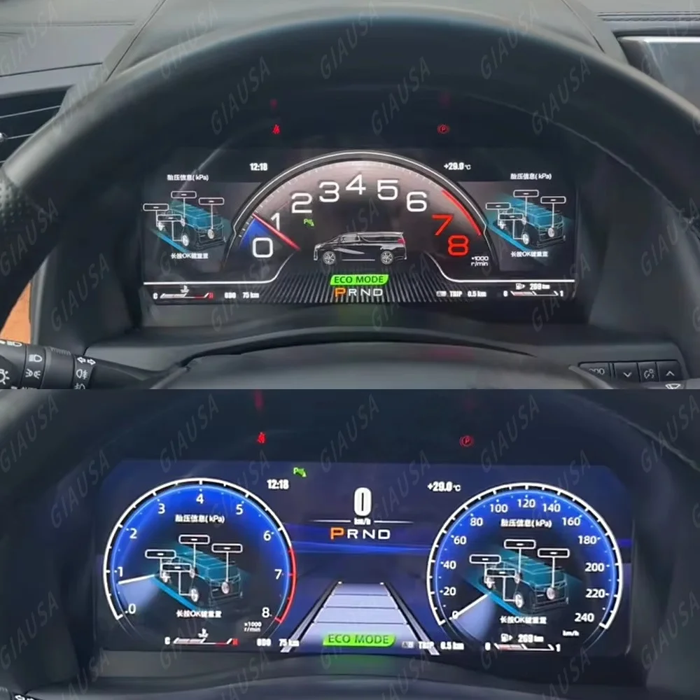 

12.3" Car Digital Cluster For Toyota Alphard 20 30 35 2008 2009-2023 Instrument Virtual CockPit LCD Guages Speedometer Dashboard