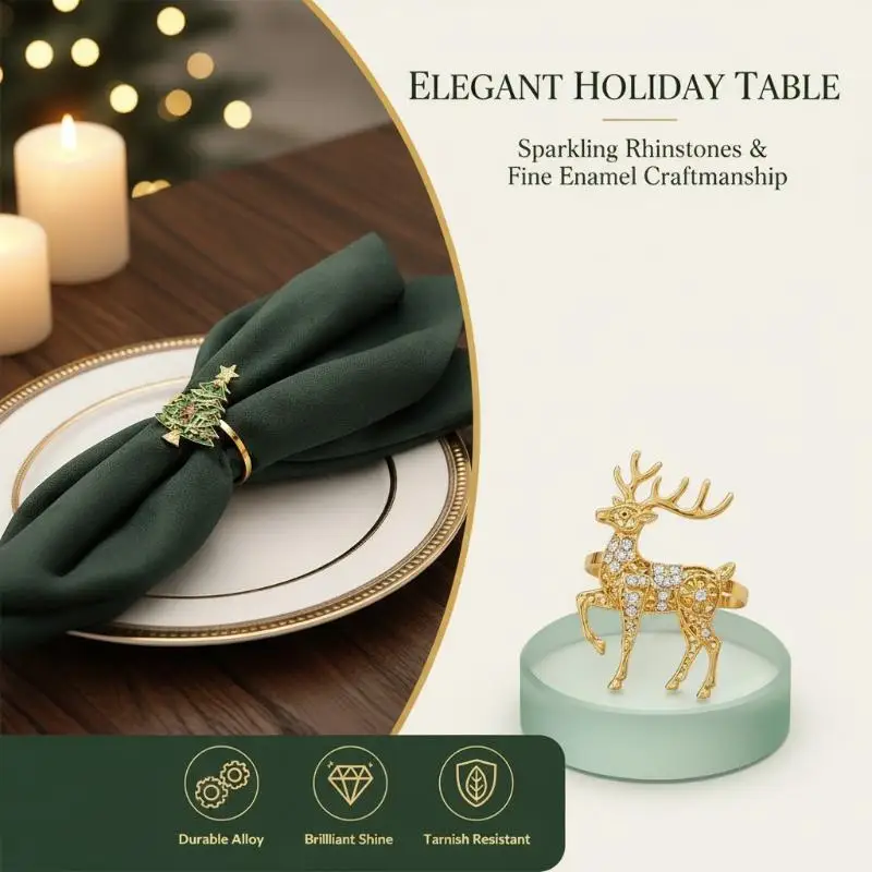 Christmas Wreath Tree Napkin Ring 1Pcs Minimalist Napkin Buckle for Holiday Banquet Wedding Reception Table Setting