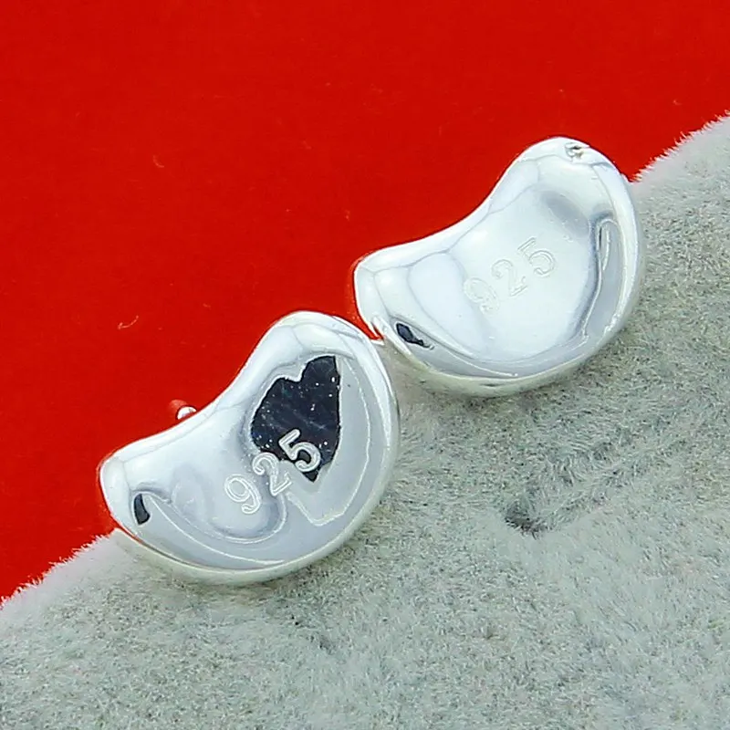 

925 Sterling Silver Bean Shape Stud Earrings For Women Wedding Party Gift Accessories Fashion Jewelry Accessories