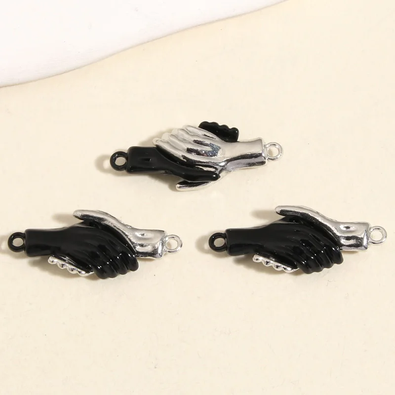 5sets(10pcs) Double Color 31x12mm Funny Enamel Handshake Charms Magnetic Snap Pendant Fit Necklaces DIY Jewelry Finding Supplies