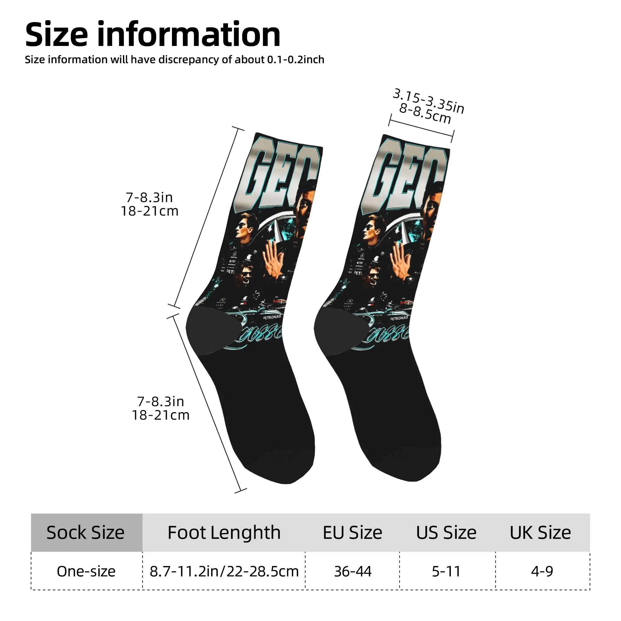 Calzini George Russell Calze gotiche da pilota britannico Calzini da corsa traspiranti da uomo unisex Calzini antiscivolo stampati autunnali