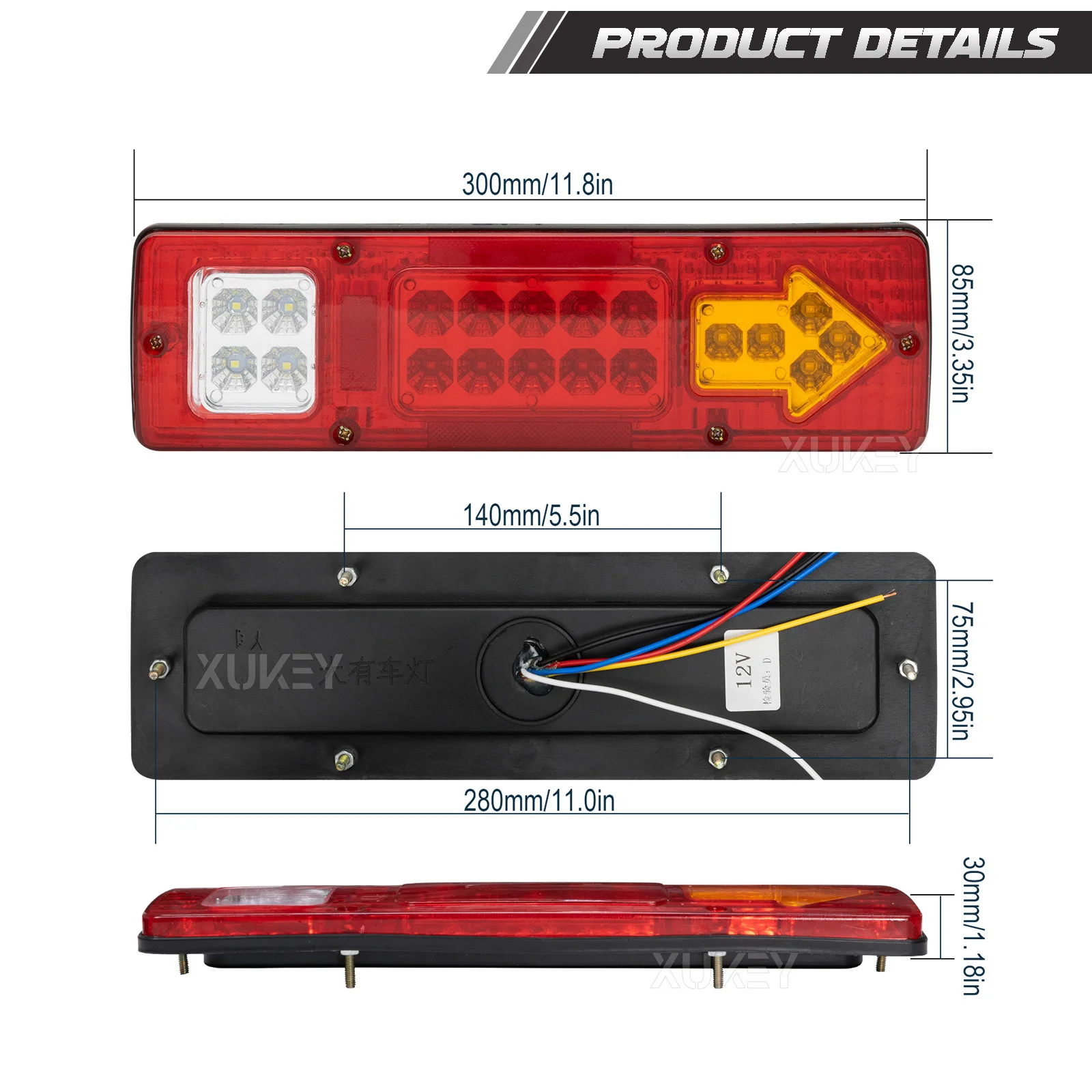 2x 46 LED Truck Tail Light Bar for Truck Boat Trailer Pickup RV Camper UTV UTE Vans Turn Signal Brake Reverse Running Taillight