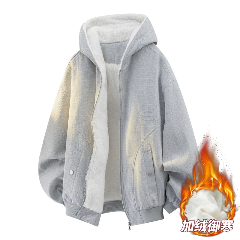 

Осенне-зимняя флисовая куртка больших размеров M-8XL с капюшоном, толстовка из кроличьего меха, мужская уличная модная повседневная теплая ветрозащитная куртка