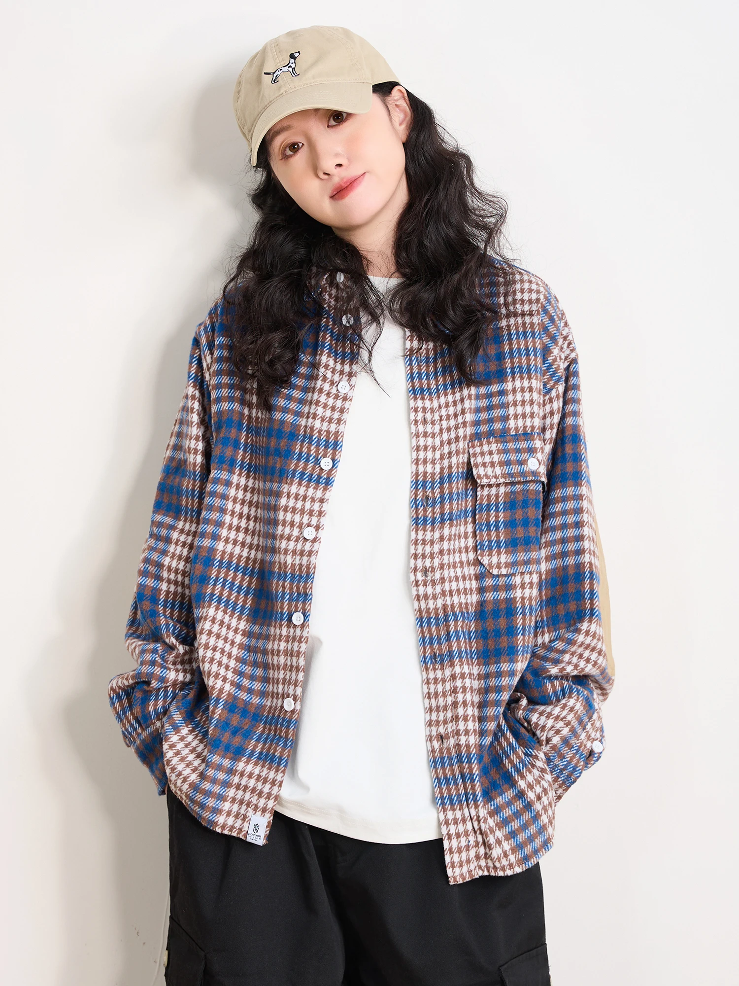 

Ретро-куртка в японском стиле с цветными клетчатыми вставками из шерсти, повседневная, с длинными рукавами, свободного кроя, унисекс, модная, на пуговицах