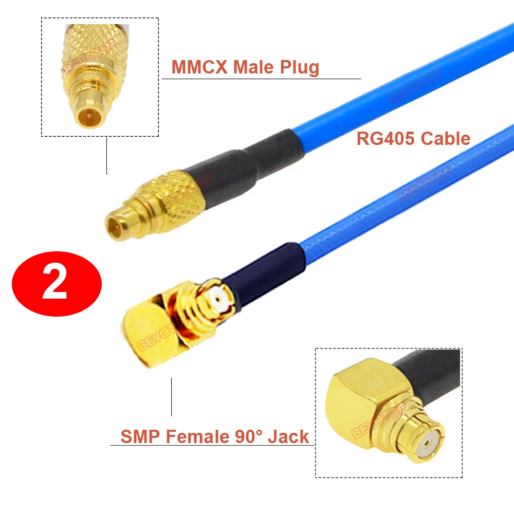 1PCS SMP to MMCX RG405 Cable SMP Male / Female to MMCX Male Straight/ Right Angle 90° SMP Jumper 6Ghz RG-405 086 Pigtail BEVOTOP