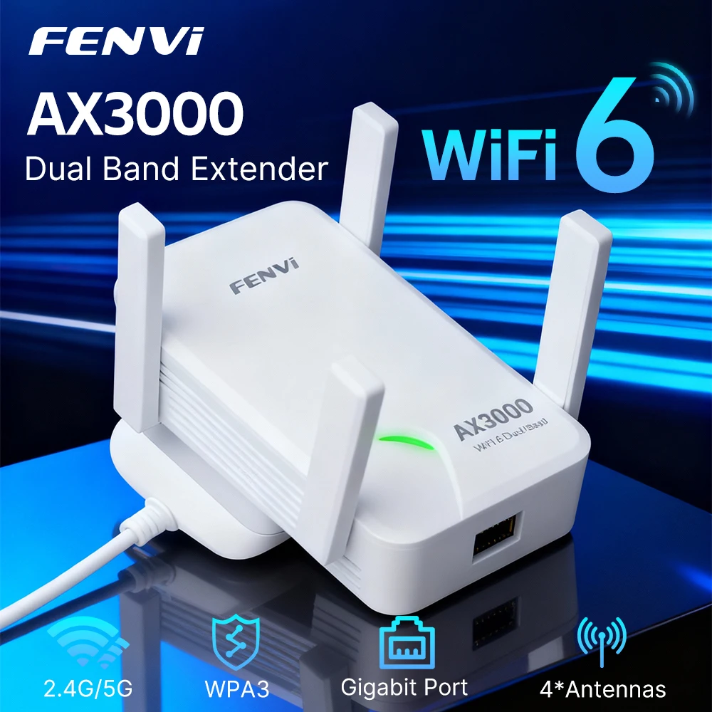 

FENVI AX3000 WiFi 6 Repeater Dual Band 2.4G/5GHz 802.11AX Gigabit Wireless Extender Wi-Fi 6 Signal Booster Long Range Amplifer